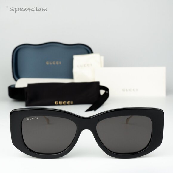 Gucci Women Sunglasses Black Gold Grey Butterfly GG1566S 001 BRAND NEW main image 8